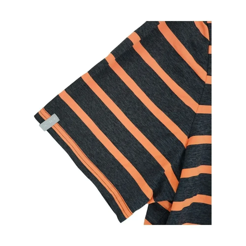 RLX Ralph Lauren Polo Shirt Mens XL Gray Orange Striped‎ Short Sleeves Golf